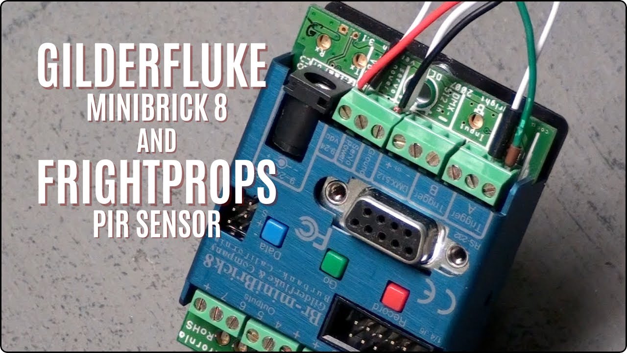 Connect a Gilderfluke minibrick 8 and a FrightProps PIR Sensor.