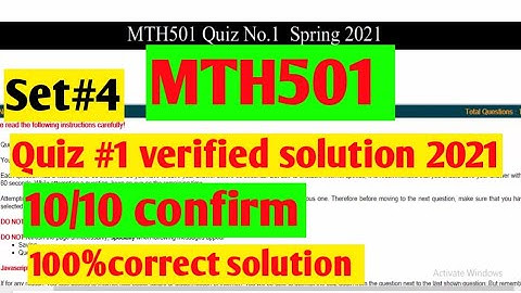 MTH501 :Quiz #1verified solution 2021 ||set-4||maths by Zahfran