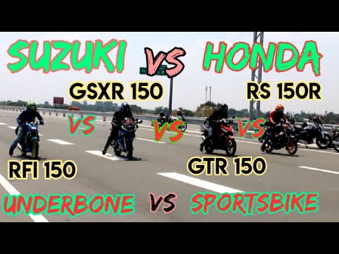GSXR150 vs RS150 vs RFI vs SUPRA GTR 150 | HONDA VS SUZUKI | UNDERBONE VS SPORTS BIKE | DRAG RACE