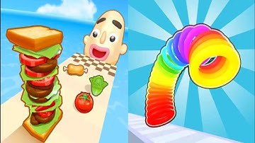 Sandwich Runner VS Slinky Hop - Gameplay Walkthrough All Levels (Android, iOS) Part 3