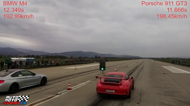 BMW M4 vs. Porsche 911 GT3 Drag Race 1/4M (402m), Drag Wars SK vs.CZ,Trenčín 16.9.2017,