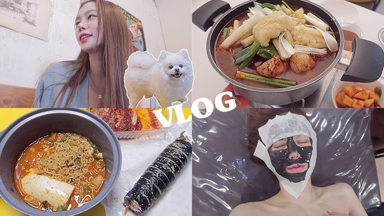 일상 vlog | 기승전 먹방로그 (순두부 열라면/간짜장/경락샵/하울/아구찜/마늘닭볶음탕/마늘볶음밥/하노이 쌀국수)