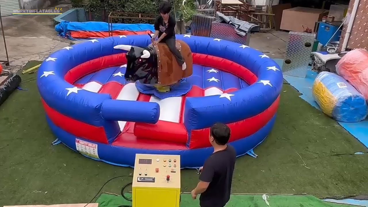 Inflatable Games Bull Mechanical Rodeo Bull Inflatable Bull Rider Mechanical Juegos 5x5m
