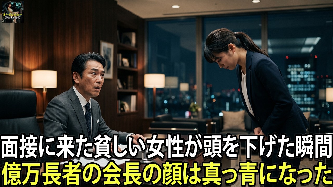 面接に来た貧しい女性。彼女が頭を下げた瞬間、億万長者の会長は顔をこわばらせ、息を呑んだ。#動エピソード#老後の物語 #家族の物語