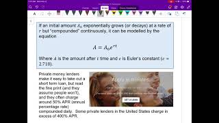 Pre-Calculus 12 Lesson 8.5 "Continual Growth and Decay"