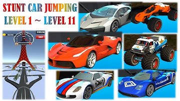 STUNT CAR JUMPING LEVEL 1-LEVEL 11 STUNT CAR JUMPING GAMEPLAY