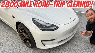 Deep Clean Of My Tesla Model 3 After A 2800 Mile Road Trip!