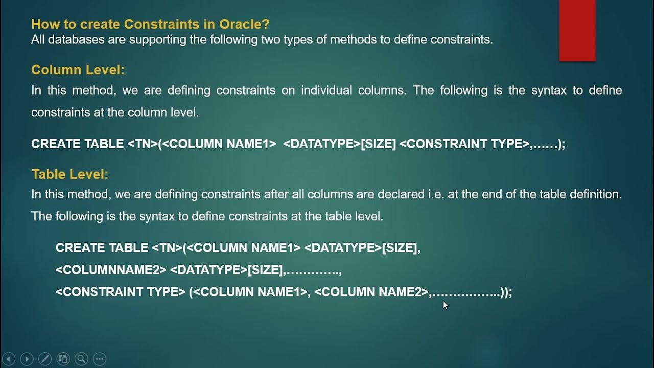 Constraints not null check default in Oracle SQL - YouTube