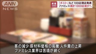 ガストなど100店閉店　ファミレス累計1000店減少へ(2022年8月18日)