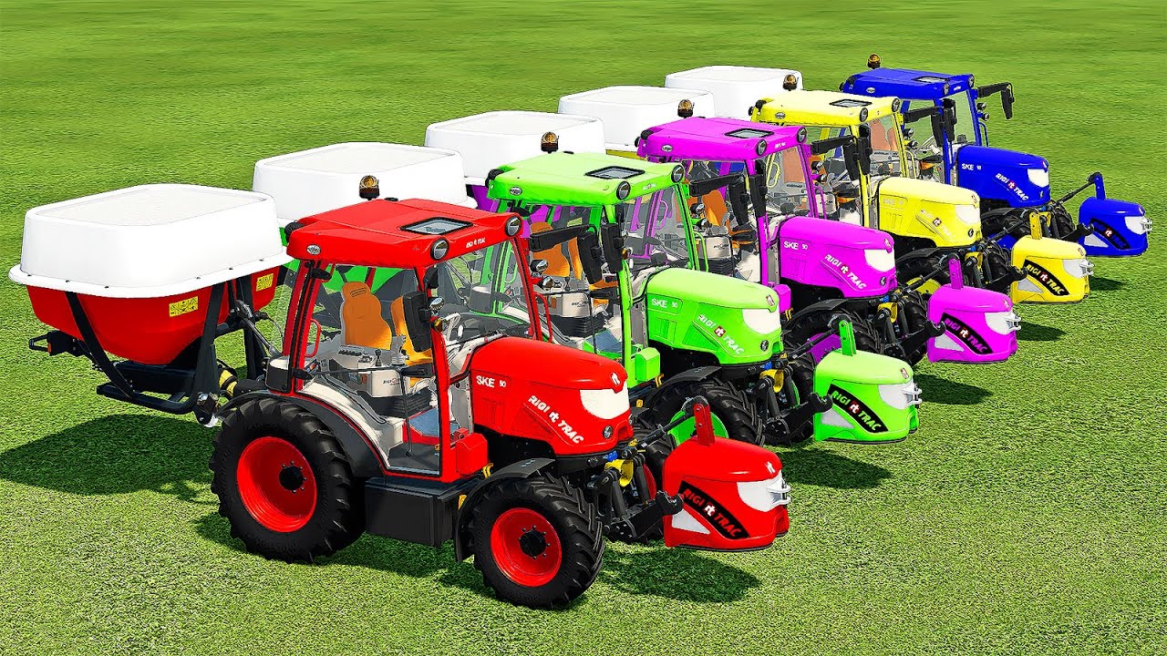 TRANSPORTING & FERTILIZE SPREADING WITH RIGITRAC MINI TRACTORS - Farming Simulator 22