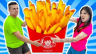 CRAZY EATING WENDY’S FOOD |  EATING ONLY THE WORLD'S BIGGEST FRIES & BURGERS IN 24 HOURS BY SWEEDEE