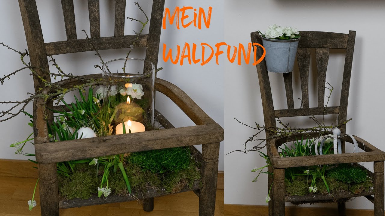 Frühlingsfund aus dem Wald🌳🌲 Stuhldeko für den Eingangsbereich o. Garten⚘