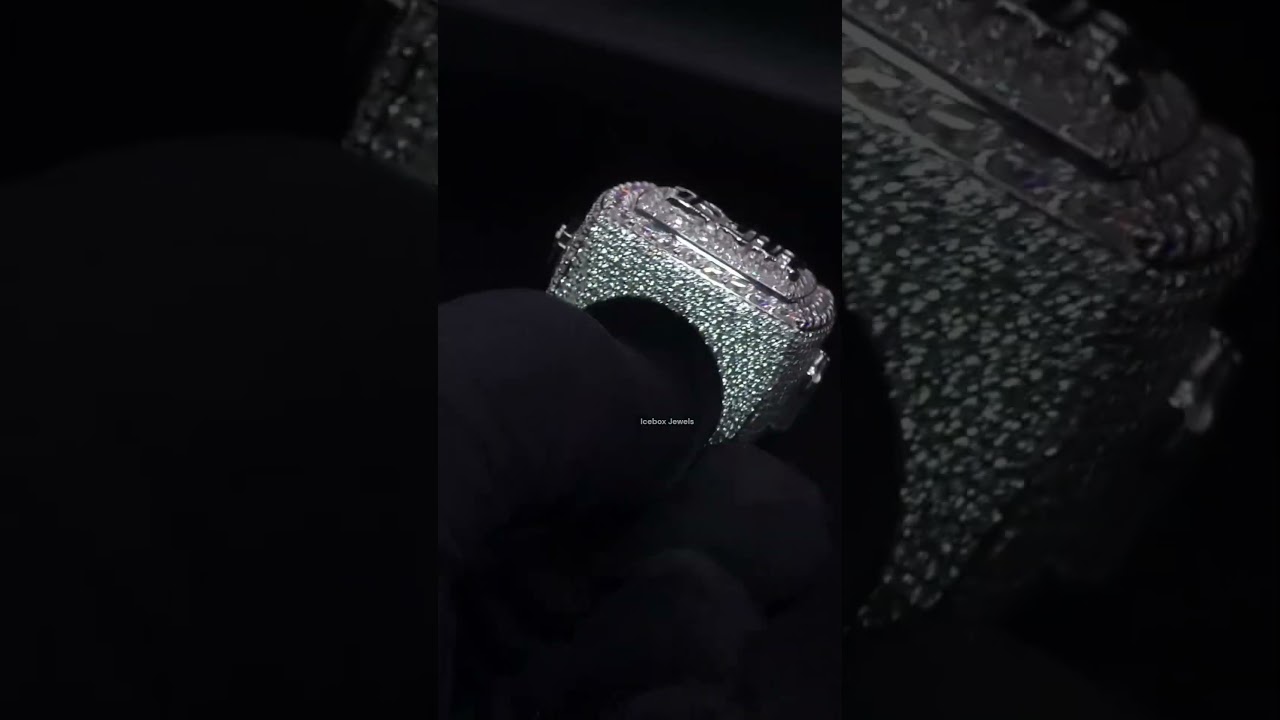 Luxury Iced Out Silver Moissanite Diamond Trending Unique Design Hip Hop Style Ring 