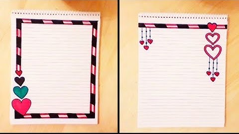 تزيين الدفاتر | تزيين الدفتر على شكل قلب|رسومات لتزيين الدفاتر | easy notebook border design