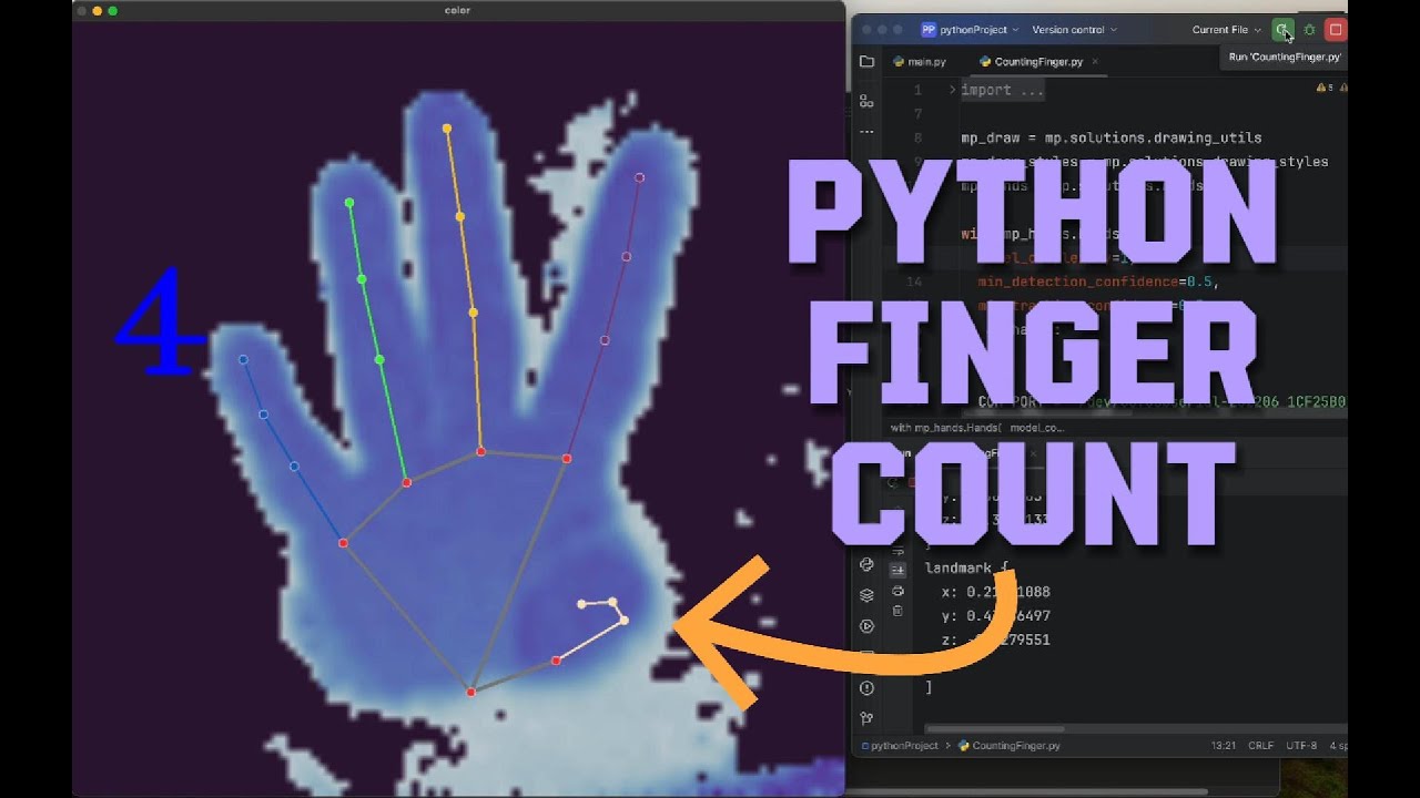 Finger Counter using mediapipe Python |Cheap Tof 3d dept camera - YouTube