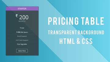 Pricing Table In Transparent Design Using Pure HTML & CSS