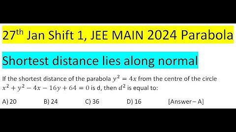 If the shortest distance of the parabola y^2=4x from the centre of the circle