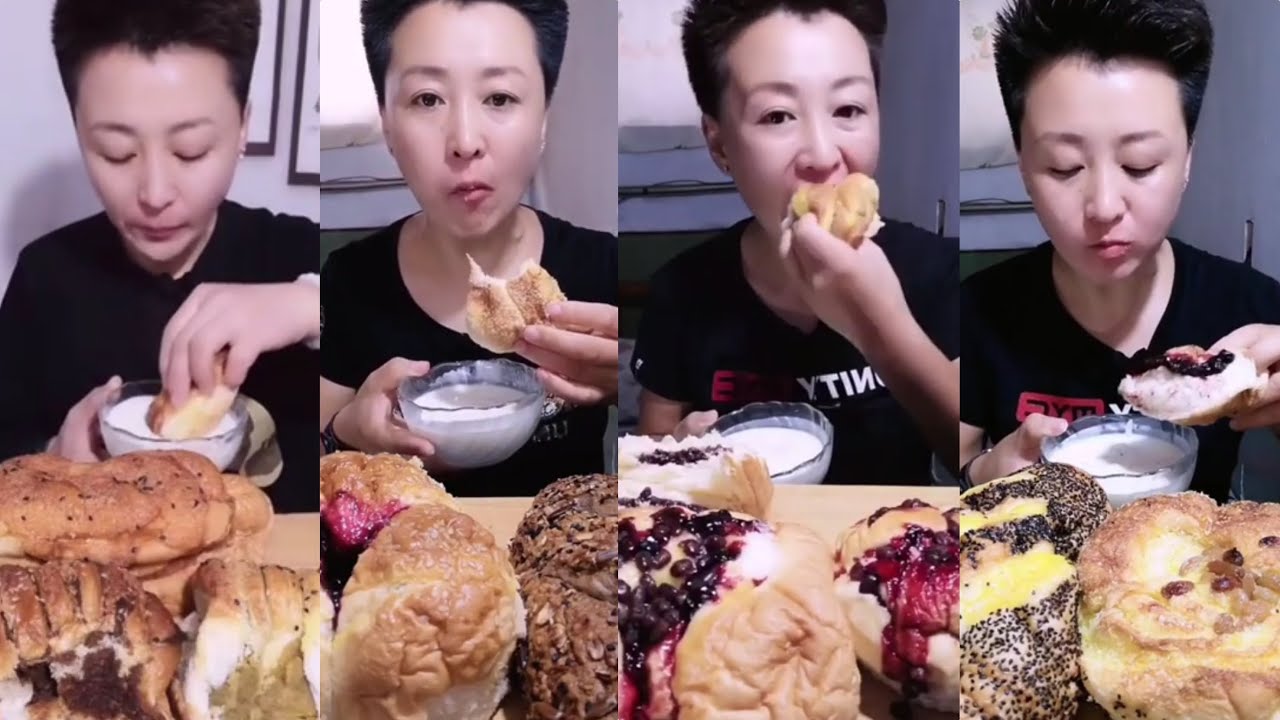 [ASMR] 娟子's BREAD w/ YOGHURT compilation (part 1) mukbang;먹방 ; 吃播 *Milk/Yoghurt Dipping series