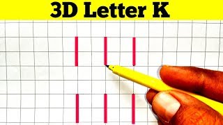 How To Draw 3D Letter K Step By Step || Easy Drawing Resimi