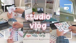 studio vlog ii | packing sticker shop orders, making stickers, swag wix shop