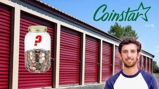 Cashing in Coins Found in ABANDONED Storage Unit! - Using Coinstar!