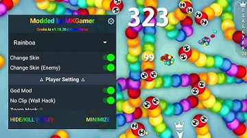 1000 Rainboa snake hack on snake io god mod menu epic gameplay_hacked snake io