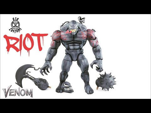 riot-venom-movie-custom-marvel-legends-monster-venom-baf-spider-man-6”-action-figure-review