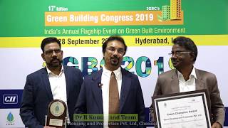 Navin Housing & Properties Pvt Ltd achieved IGBC Green Champion award at GBC 2019 event