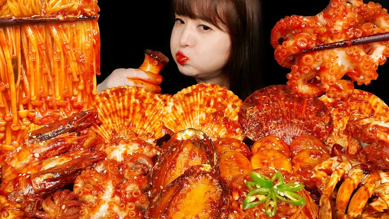 (cozinhar e comer)frutos do mar picantes(caranguejo, vieira, abalone, polvo, camarão,wquid,cogumelo)