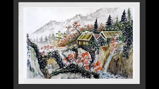Как нарисовать картину в японском стиле  - акварель