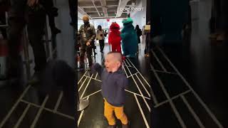 Kid Gets Excited on Meeting Favorite Cartoon Characters