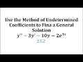 Ex 1: Method of Undetermined Coefficients to Find the General Solution (exponential)