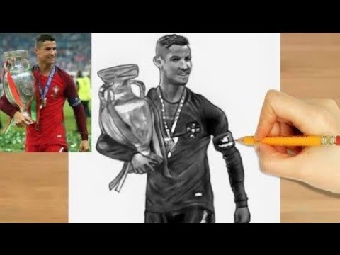How to draw Cristiano Ronaldo With Euro Cup || How to draw CR7 Portugal