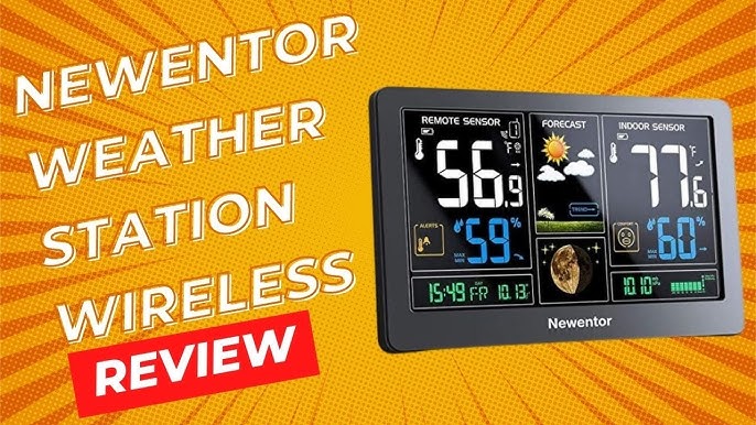 Newentor Weather Station Wireless Indoor Outdoor Thermometer, Color Display  Digital Weather Thermometer with Atomic Clock, Barometric Pressure
