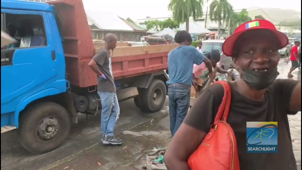 Stalls being removed from Bay Street, Kingstown after the deadline given to vendors had passed