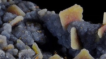 Wulfenite on Black Chalcedony. Barking Spider Mine, Arizona, USA