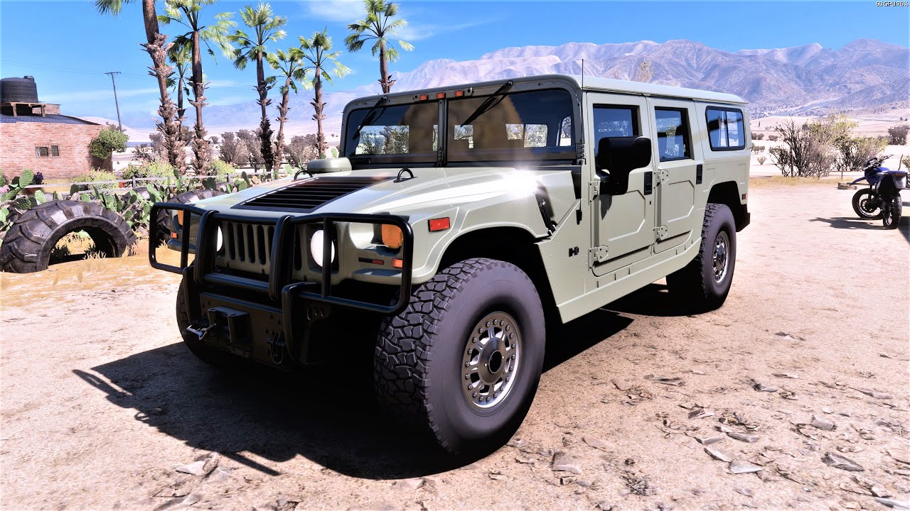 Forza Horizon 5 . Hummer H1 Alpha 2006 . Car Show Speed Jump Crash Test Drive . 4K 60fps.