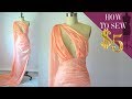 How To Sew Asymmetrical Deep V-Neck Cape Gown for $5 (Part 2 EP 06)