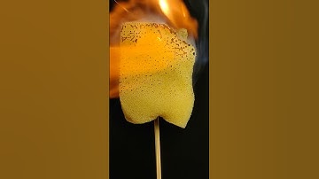 It is terrible if this sponge is burned by fire. #shorts #slowmotion #satisfying