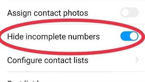 Hide incomplete numbers || Contact System App Settings In Redmi Note 5 And 6 Pro