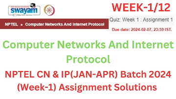 NPTEL Computer Networks and Internet Protocol Week 1 Assignment Solutions | Jan- Apr 2024