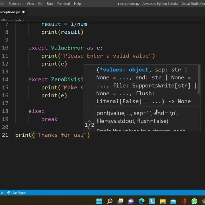 Exception Handling in Python | Try / Except block in Python | #shorts # ...