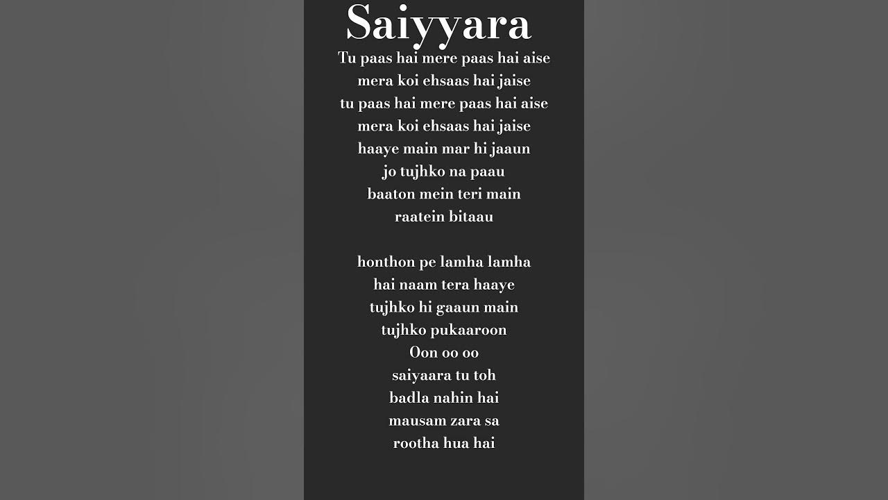 Saiyaara Song Lyrics | Heart Touching Bollywood Love Song | Full HD #lyrics