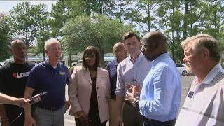 Georgia Sens. Raphael Warnock, Jon Ossoff speak to community regarding rebuilding after Idalia