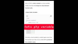 Static php variables  - php