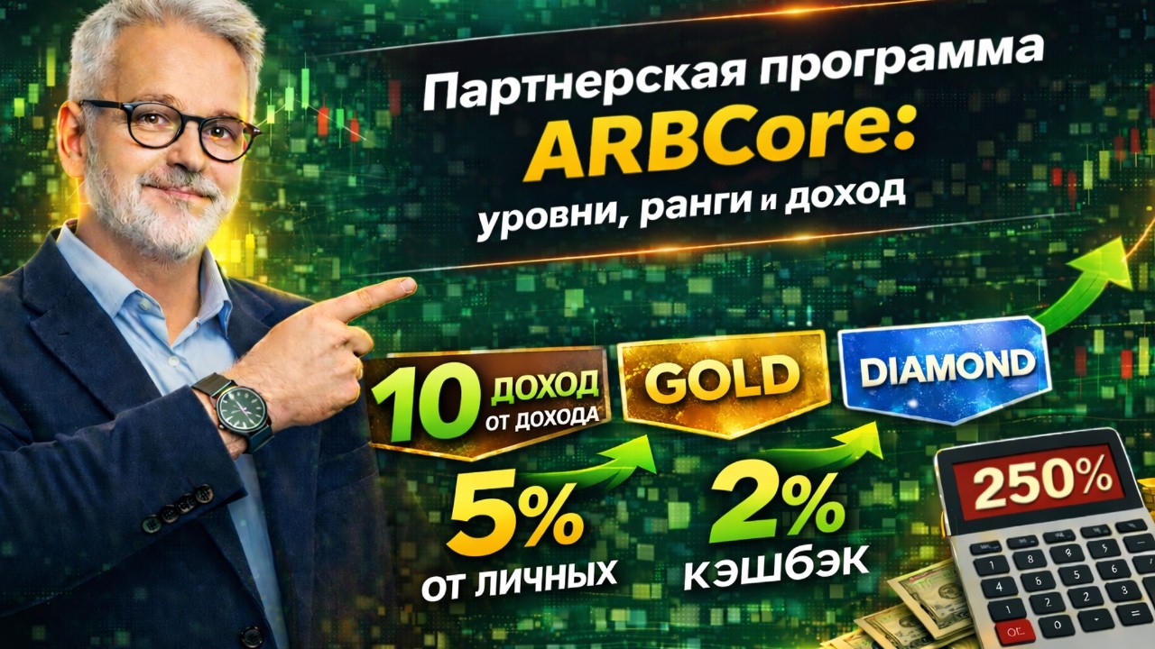 Как устроена партнерская программа ARBCore:полный разбор уровней, рангов, структуры, дохода, кешбека