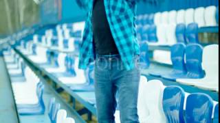 Glad Guy Supporting His Team At The Stadium Stock Footage