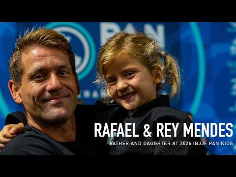 Rafael Mendes coaching his daughter Rey at 2026 IBJJF PAN KIDS