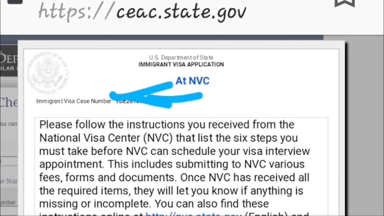 NVC case status mean, At nvc, ready, Returned to NVC"No status,In