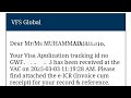 New Passport Collection Email from VFS Global